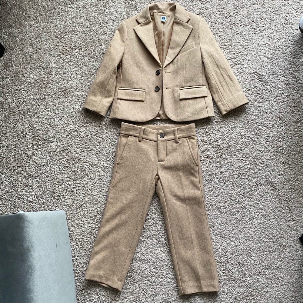 Janie and Jack Tan Wool Suit - 3T